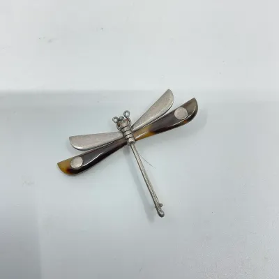 3028 William Spratling Taxco Sterling Silver & Ebony Dragonfly Brooch