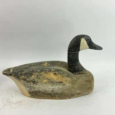 3654 Vintage Hand-Carved Canada Goose Decoy – Heavily Weathered