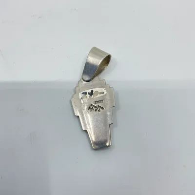 3019 Mark Jimenez Apache/Comanche Sterling Silver Landscape Inlay Pendant