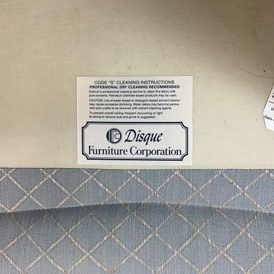 3694 Pair of Disque Furniture Corp. Blue Diamond Pattern Armchairs