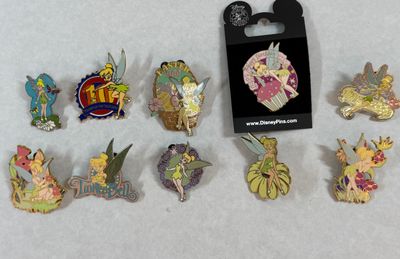 Assorted Disney Tinker Bell Collectible Trading Pins - Lot of 10
