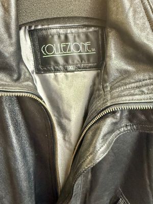 Collezione SA Black Leather Bomber Jacket - Size XL