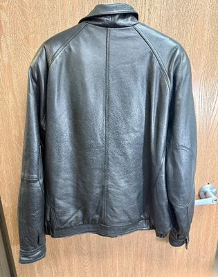 Collezione SA Black Leather Bomber Jacket - Size XL