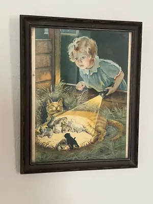 Vintage framed print.