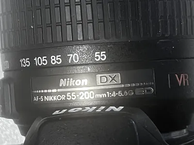 Nikon DX AF-S Nikkor 55-200mm f/4-5.6G ED VR camera lens.