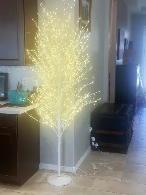 Modern lighted birch tree floor lamp 