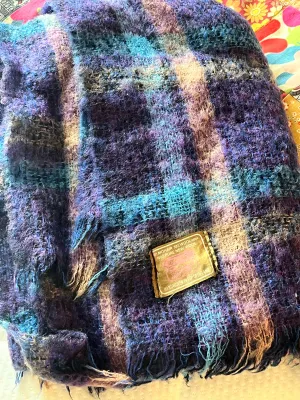 Vintage handwoven Irish mohair and wool blend blanket.