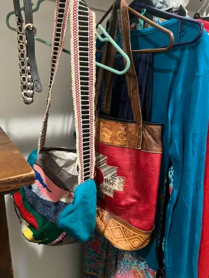 Two bohemian-style shoulder bags.