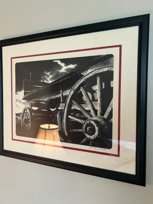 Framed black and white lithograph by Malcolm G. Childers.