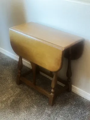 Vintage wood drop-leaf console table
