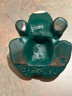DEMPSTER CAST IRON FROG PAPERWEIGHTS AND CERAMIC WINDCHIME