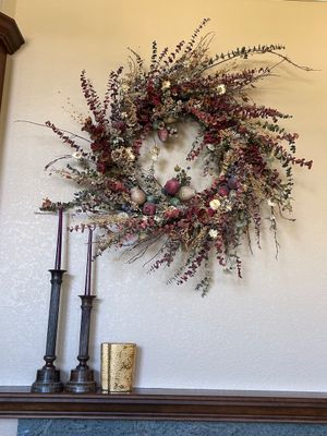 LEMINEX 22KT GOLD EMBOSSED VASE WREATH, AND CANDLESTICK HOLDERS