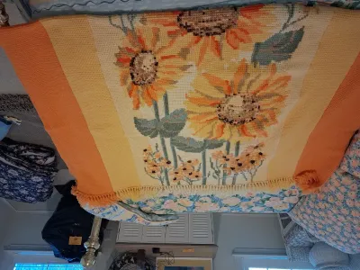 HAND MADE CROCHETED SUNFLOWER THROW BLANKET