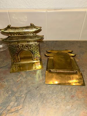 GOTHIC BORDER TEA POT, BRASS BOOK ENDS, SILVER AND GLASS BUD VASES AND MORE