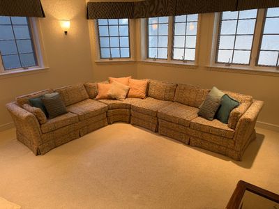 HIGHLAND HOUSE SECTIONAL SOFA WITH CLASSIC FLOOR LENGTH SKIRTS