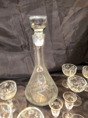 PRINCESS HOUSE DECANTER AND WINE GLASSES