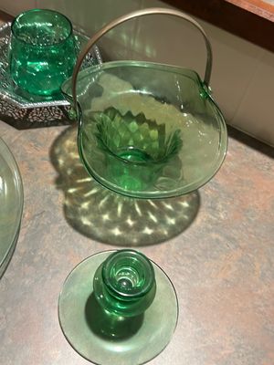 MUSSBACH GERMANY CHROME WARE AND GREEN GLASSWARE COLLECTION