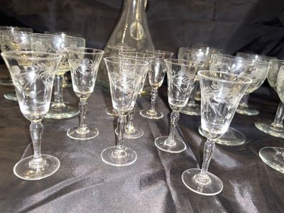 PRINCESS HOUSE DECANTER AND WINE GLASSES