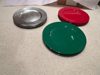 ROYAL KENDAL FINE BONE CHINA PLATES,, GREEN & RED COLORED WATER GOBLETS AND PLATES & MORE