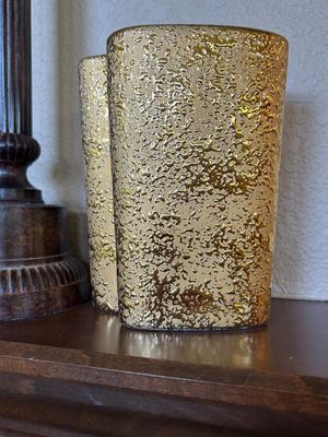 LEMINEX 22KT GOLD EMBOSSED VASE WREATH, AND CANDLESTICK HOLDERS