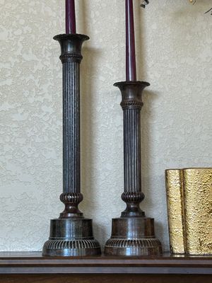 LEMINEX 22KT GOLD EMBOSSED VASE WREATH, AND CANDLESTICK HOLDERS