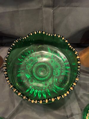 EMERALD GREEN EAPG 19th CENTURY RIVERSIDE GLASS CHOOSING CLAW PATTERN