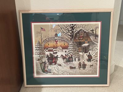 CHARLES WYSOCKI SIGNED PRINT AND ROYAL SEASONS HOLIDAY TABLEWARE