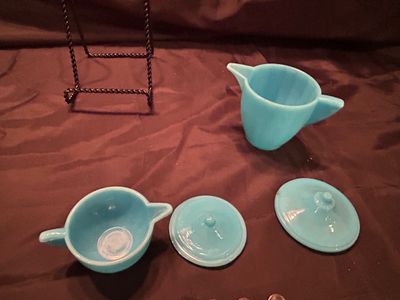 VTG CHILDREN'S GLASS TEA SET AND SILVERWARE