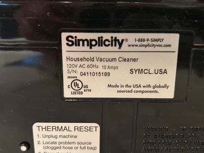 SIMPLICITY SYMMETRY VACUUM CLEANER WITH ACCESSORIES