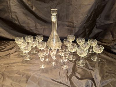 PRINCESS HOUSE DECANTER AND WINE GLASSES