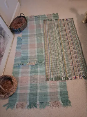 BARBARA MOCK SIGNED ART PRINT, WOVEN RUGS & BASKETS LOT