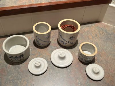 VINTAGE KAUKAUNA KLUB AND LAMBRECHT BUTTER STONEWARE CROCKS