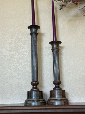 LEMINEX 22KT GOLD EMBOSSED VASE WREATH, AND CANDLESTICK HOLDERS
