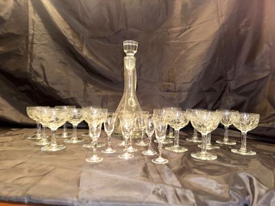 PRINCESS HOUSE DECANTER AND WINE GLASSES
