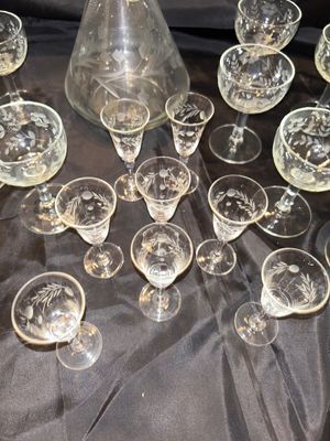 PRINCESS HOUSE DECANTER AND WINE GLASSES