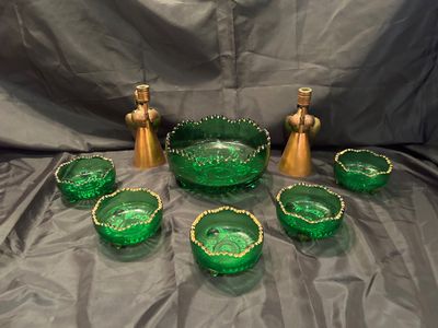 EMERALD GREEN EAPG 19th CENTURY RIVERSIDE GLASS CHOOSING CLAW PATTERN