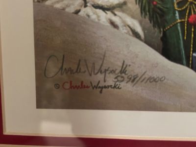 CHARLES WYSOCKI SIGNED PRINT AND ROYAL SEASONS HOLIDAY TABLEWARE