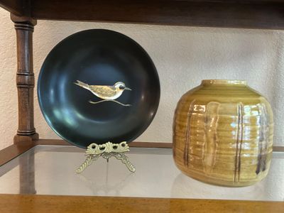 COUROC BIRD PLATE AND NEIMAN MARCUS JAPAN VASE