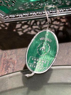 MUSSBACH GERMANY CHROME WARE AND GREEN GLASSWARE COLLECTION