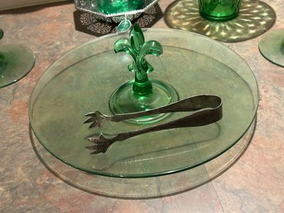 MUSSBACH GERMANY CHROME WARE AND GREEN GLASSWARE COLLECTION