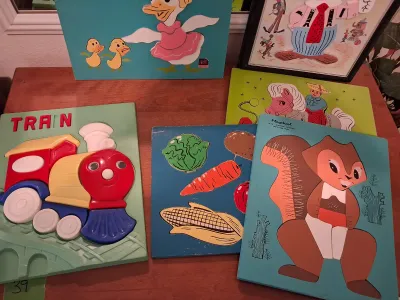 VINTAGE PLAYSKOOL & CHILD GUIDANCE WOODEN PUZZLES LOT