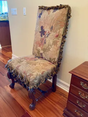 Antique High Back Upholstered Side Chair
