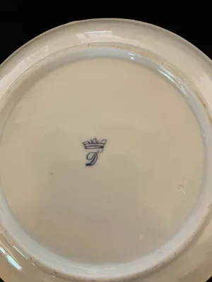 Set of 3 Vintage Porcelain Handled cups w/lids & Saucers