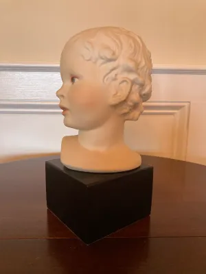 Vintage Cybis Bisque Porcelain Bust of Eros. (Greek God of Love or Cupid)