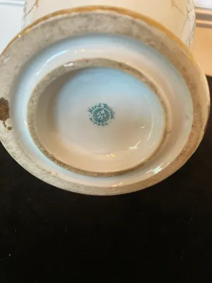 Hand Painted Antique Nippon Porcelain 2 Handled Scenic Urn Vase