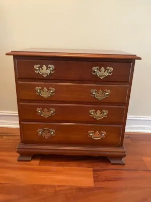 Cherry Wood 4 Drawer Chippendale Style Nightstand