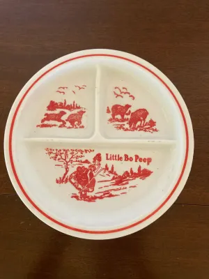 Vintage Little Bo Peep 1930 divided childs Plate Part of Citrock line of Milk Glass