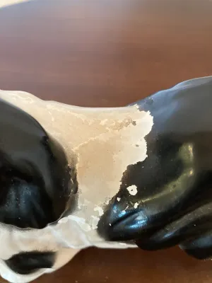 Vintage Cast Black and White Dog Figurine