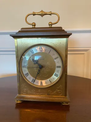 Rectangular Brass Cased Mantel Clock