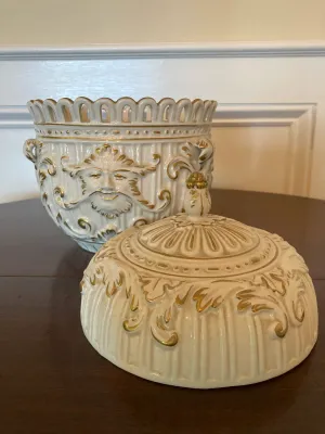 Italy White Gold Compote Porcelain